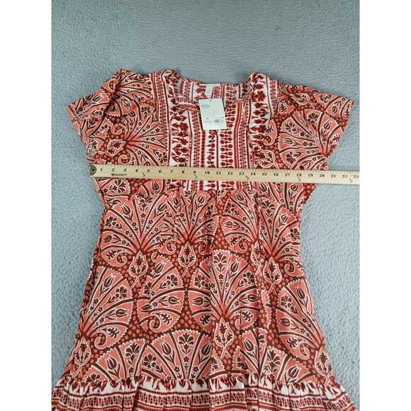 Knox Rose Shirt Womens XS Orange Pattern Boho Flowy Tunic Short Sleeve NWT - Picture 5 of 8